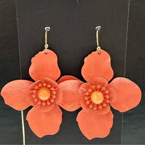 Orange Flower Dangle Earrings